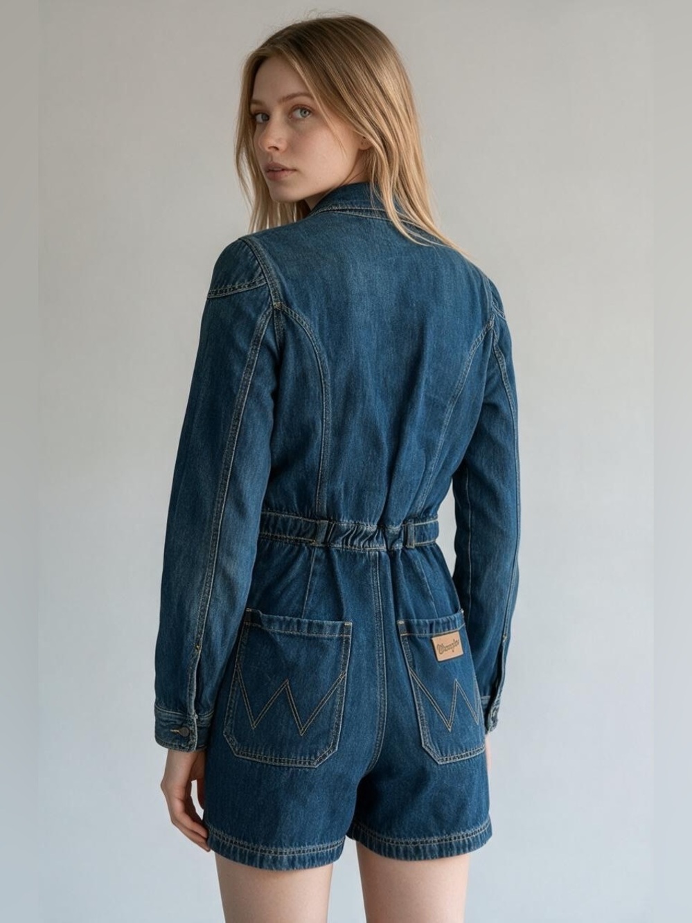 Wrangler Long Sleeve Denim Romper Size Medium